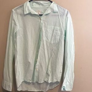 GAP Light mint green and white gingham button down